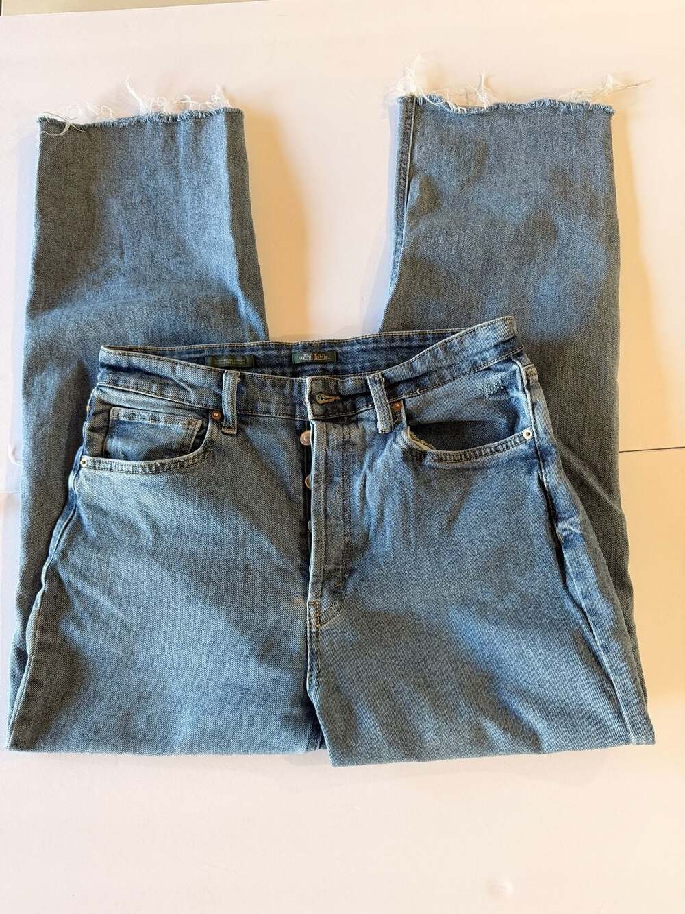 Wild Fable High-Rise Straight Leg Distressed Raw Hem Denim Jeans